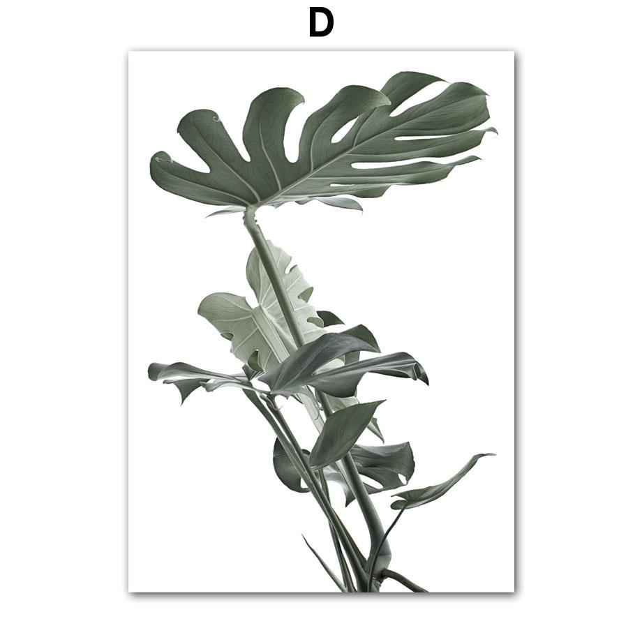 Tropical Plants Palm Leaves White Flower Wall Art Canvas Painting Nordic Posters And Prints Wall Pictures For Living Room Decor