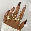 LETAPI Bohemian Vintage Heart Geometric Ring Set For Women Gold Color Boho Butterfly Pearl Hollow Leaves Rings Jewelry Gifts