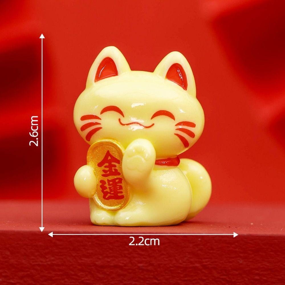 

Desktop Ornament Cartoon Lucky Cat Statue Cute Creative Lucky Cat Figurine Exquisite Animal Model Miniatures Collectible жовтий