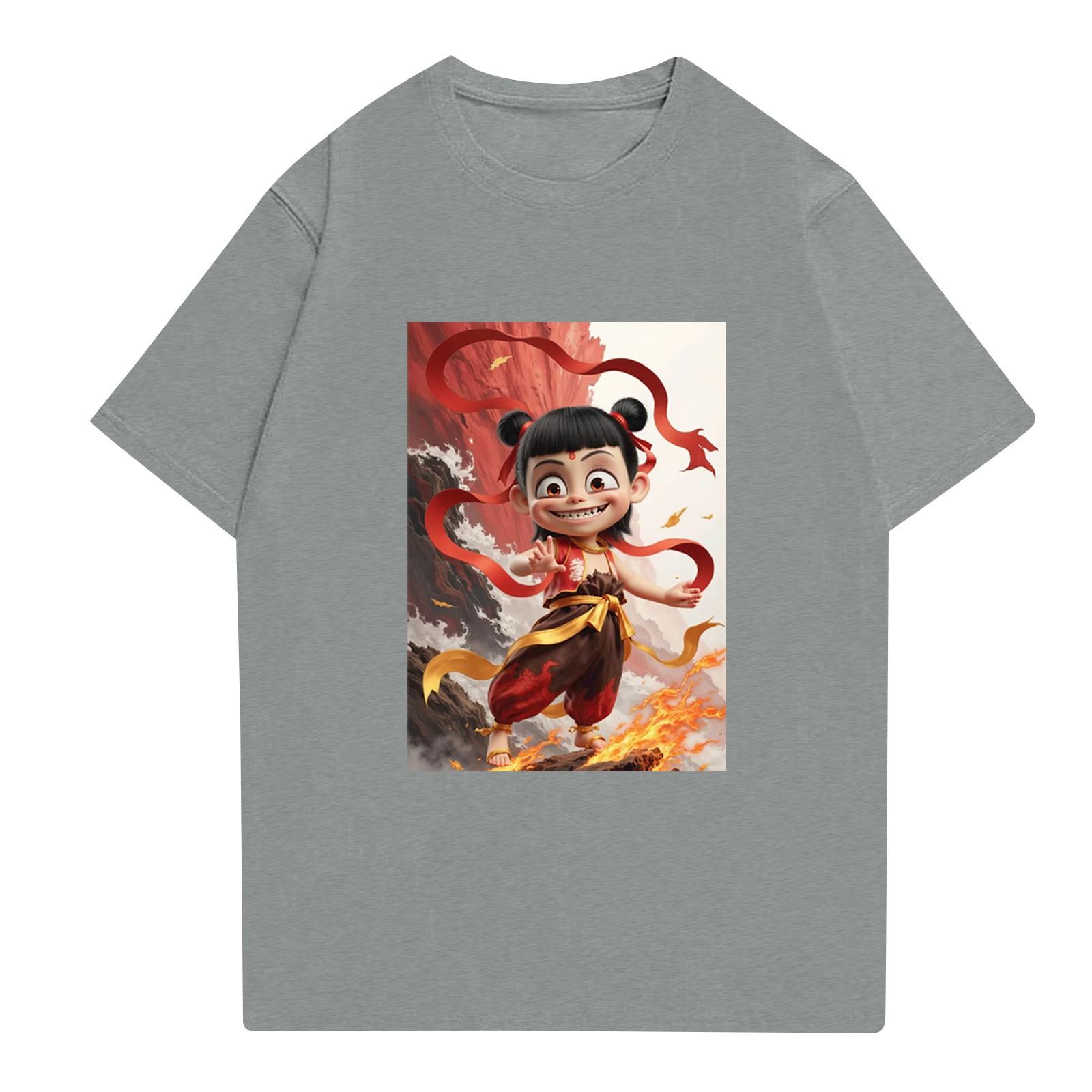 

Женская повседневная футболка с круглым вырезом и короткими рукавами с принтом XL