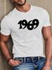 Unisex O Neck Tee Retro 1969 Number Vintage Letter Print Cotton Short Sleeve Loose Summer Breathable Daily Casual Basic Wear Top