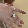 Korean High Sense Enamel Open Rings for Women Blue Green Oil Dripping Adjustable Finger Ring Geometric Exquisite Jewelry Gifts