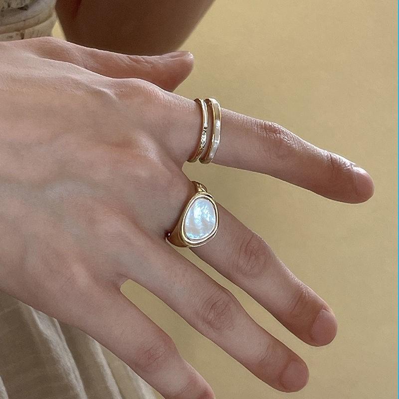 Korean High Sense Enamel Open Rings for Women Blue Green Oil Dripping Adjustable Finger Ring Geometric Exquisite Jewelry Gifts