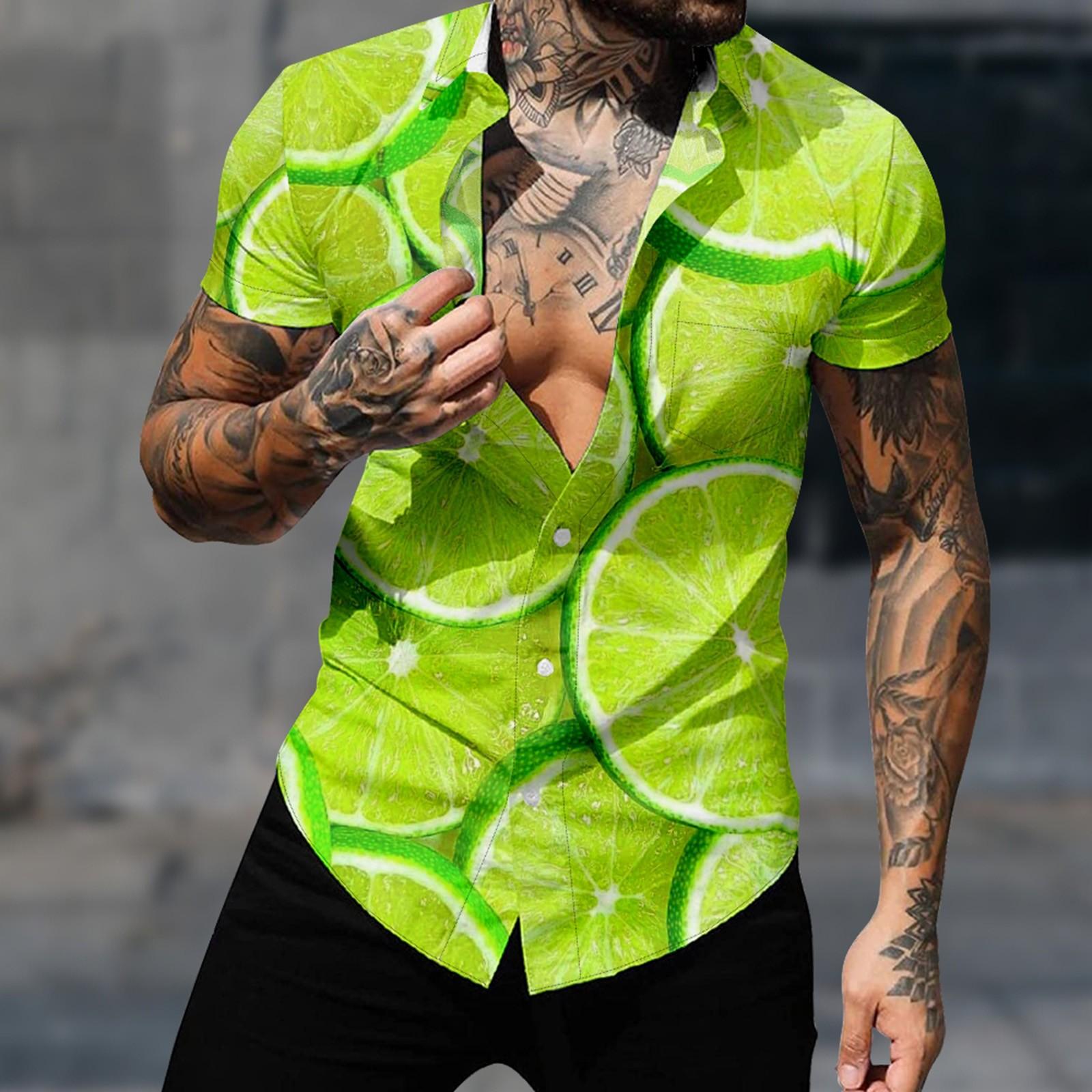 

Мужские гавайские рубашки с короткими рукавами и пуговицами с принтом. Мужские повседневные модные рубашки с короткими рукавами. XXL жёлтый