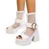 Hollow Martin Boots Summer Thin Breathable Mesh Single Boots 22 Years New Belt Buckle Thick Sole Thick Heel Short Boots