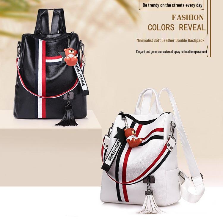 Ribbon Pendant Bear Two-way Shoulder Backpack for Women