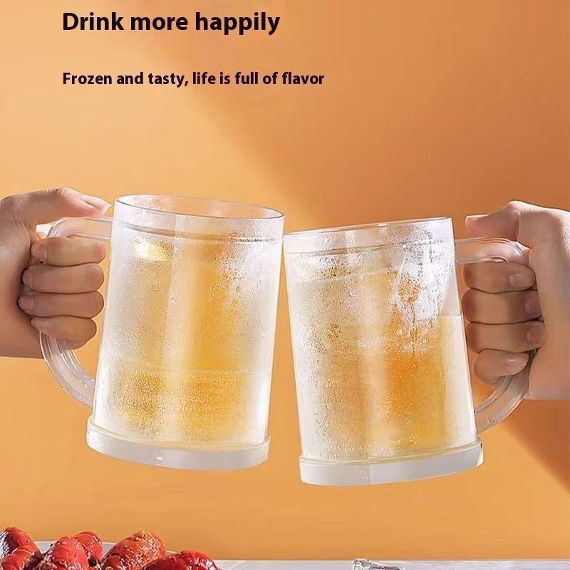 1ks Hrnek na ledovou kávu Mrazicí sklenice na pivo Plastový s dvojitou stěnou Hrnek na ledové pivo Velkoobjemové hrnky na nápoje Domácí nápojové sklo