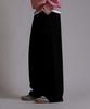 LIKE THE MOST Training Label Cargo Pintuck Wide Pants_Black