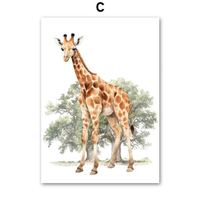 

Лев Леопард Жираф Слон Зебра Настенные постеры Картина Животные джунглей Настенные картины Декор для детской комнаты Принты на холсте 21cm×30cm NoFrame
