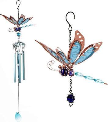 Luminous Dragonfly Butterfly Wind Chimes-Creative Hanging Glow Dark Night Outdoor Windchimes Decoration for Home Garden Window