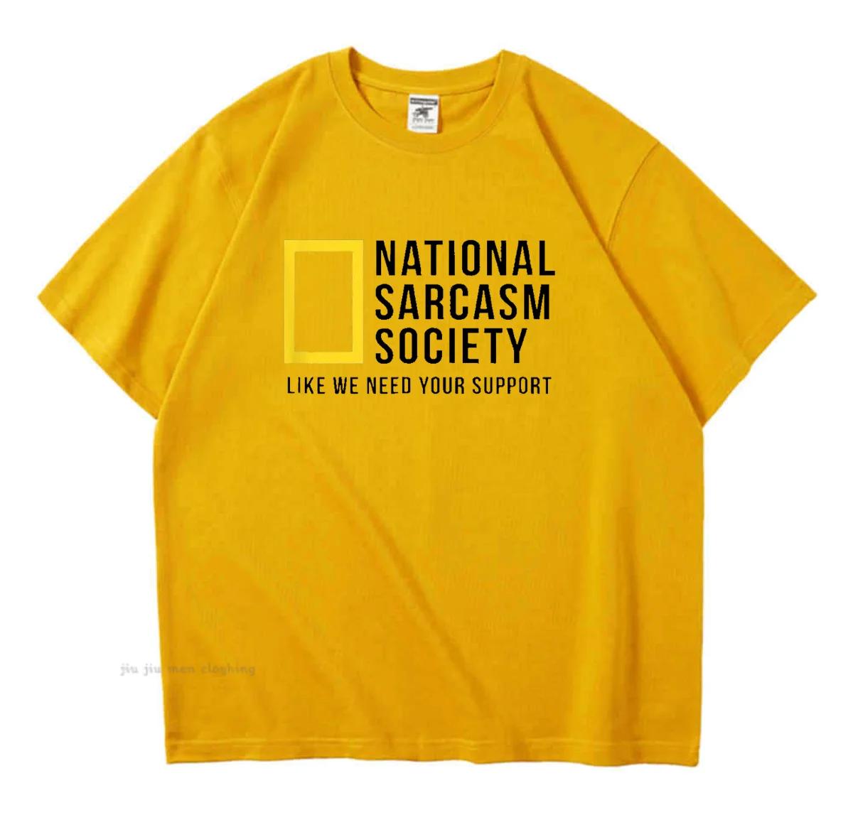 

Национальное общество сарказма Смешная саркастическая мужская женская футболка с буквенным принтом, футболка из хлопка, мужская свободная повседневная футболка S