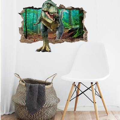 Dinosaur Wall Decals Dinosaur Forest Wall Stickers Self Adhesive 3D Smashed Wall Arts Removable