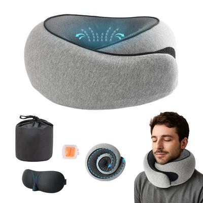 Cuscino da viaggio a U in memory foam transfrontaliero per ufficio, pisolino, guida e supporto per il collo in aereo.