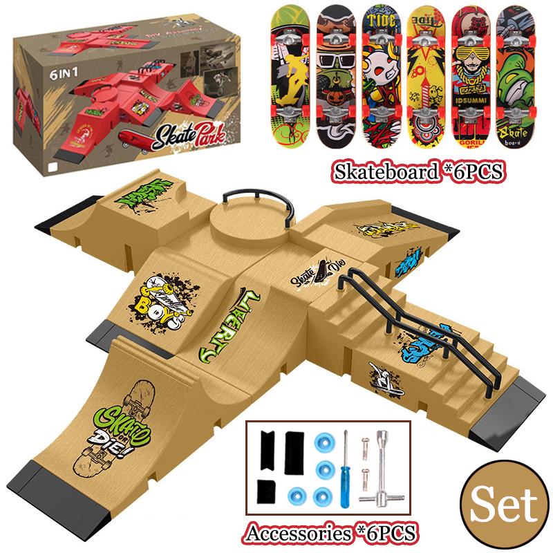 Children Finger Sports Toys Finger Skateboard Game Park Site Step Ramp Scene Props Mini Fingertip Skateboard Set Gift Adult Toys