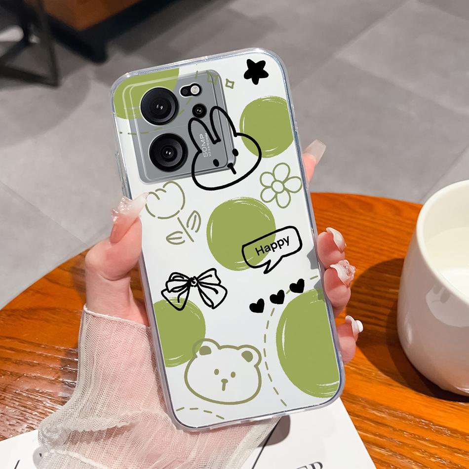 Clear Case For Xiaomi 13T Pro Soft TPU Silicone Cute Cartoon Back Cover For Xiaomi 13 T 13TPro Anti Drop Lightweight Phone Cases