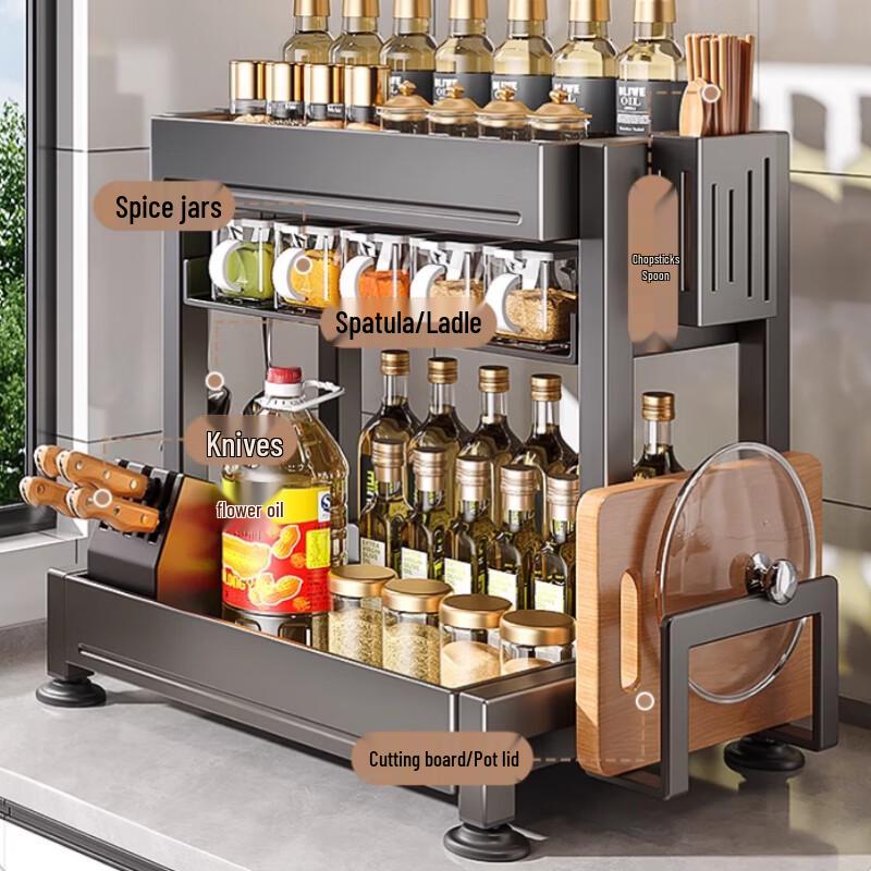 3-Tier Kitchen Spice & Knife Rack