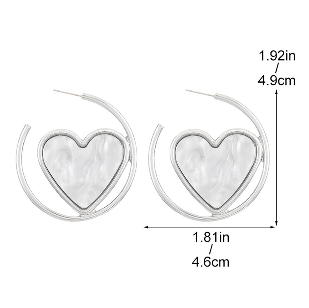 Cercei în formă de dragoste cu inel C rafinat în stil coreean simplu și înalt
