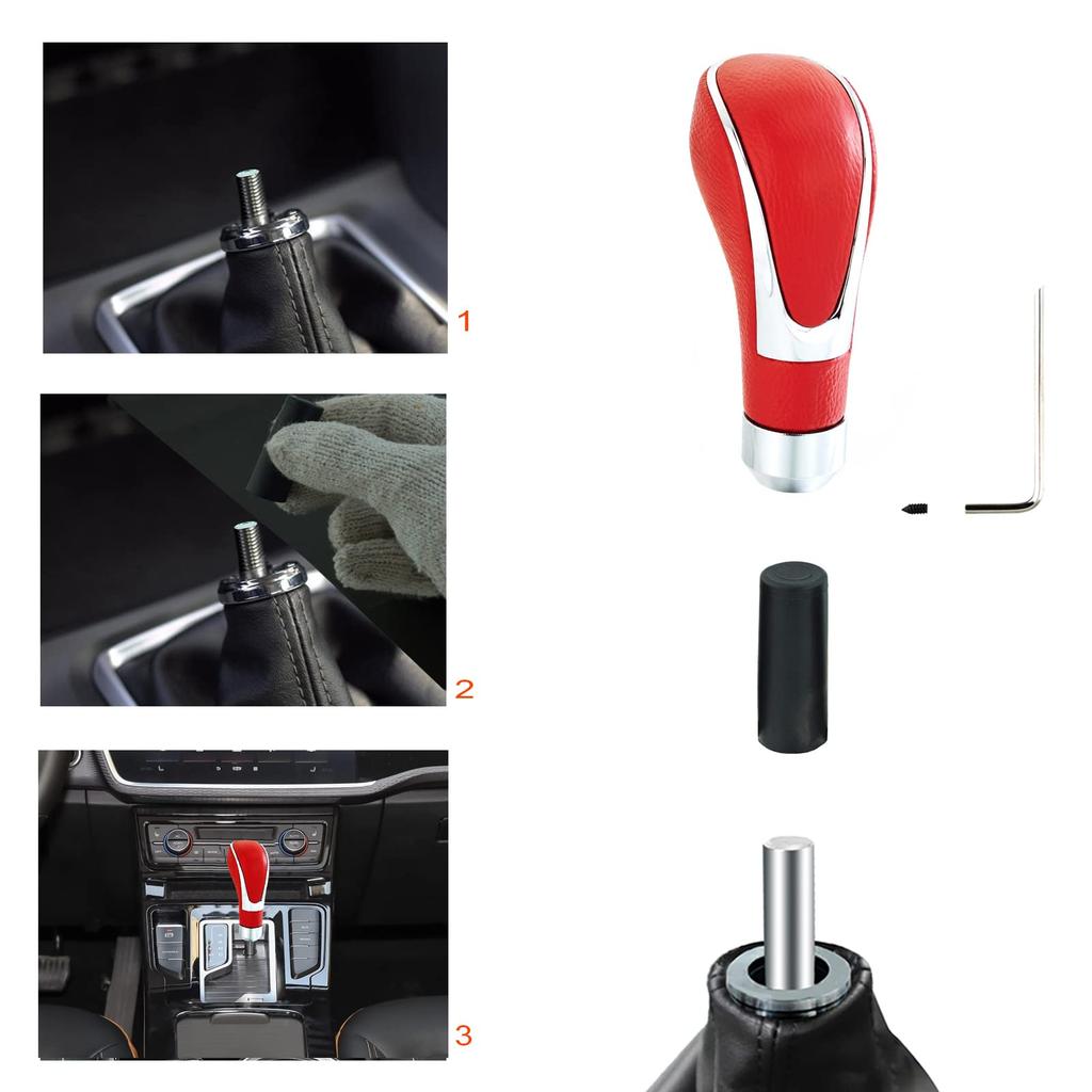 Lunsom Shift Knob R Type PU Leather Car Shift Knob