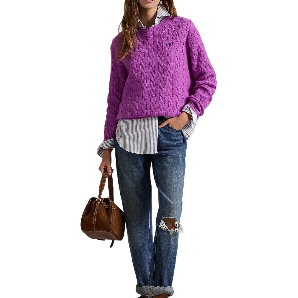Polo Ralph Lauren Dropped Shoulder Round Neck Ribbed Cuff Sweater Women Sweater 211972115-003