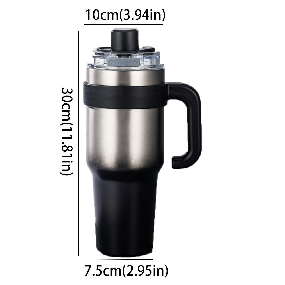 Straw Insulated Coffee Mug Ceramic Liner Travel Mug Handle Thermos Cup  Travel