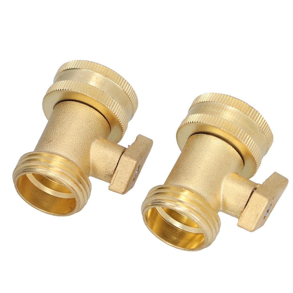 2PCS G3 4 Shut Off Valve Garden Hose Brass Stop Valve with 2 Way Screw Interface for Irrigation Equipment