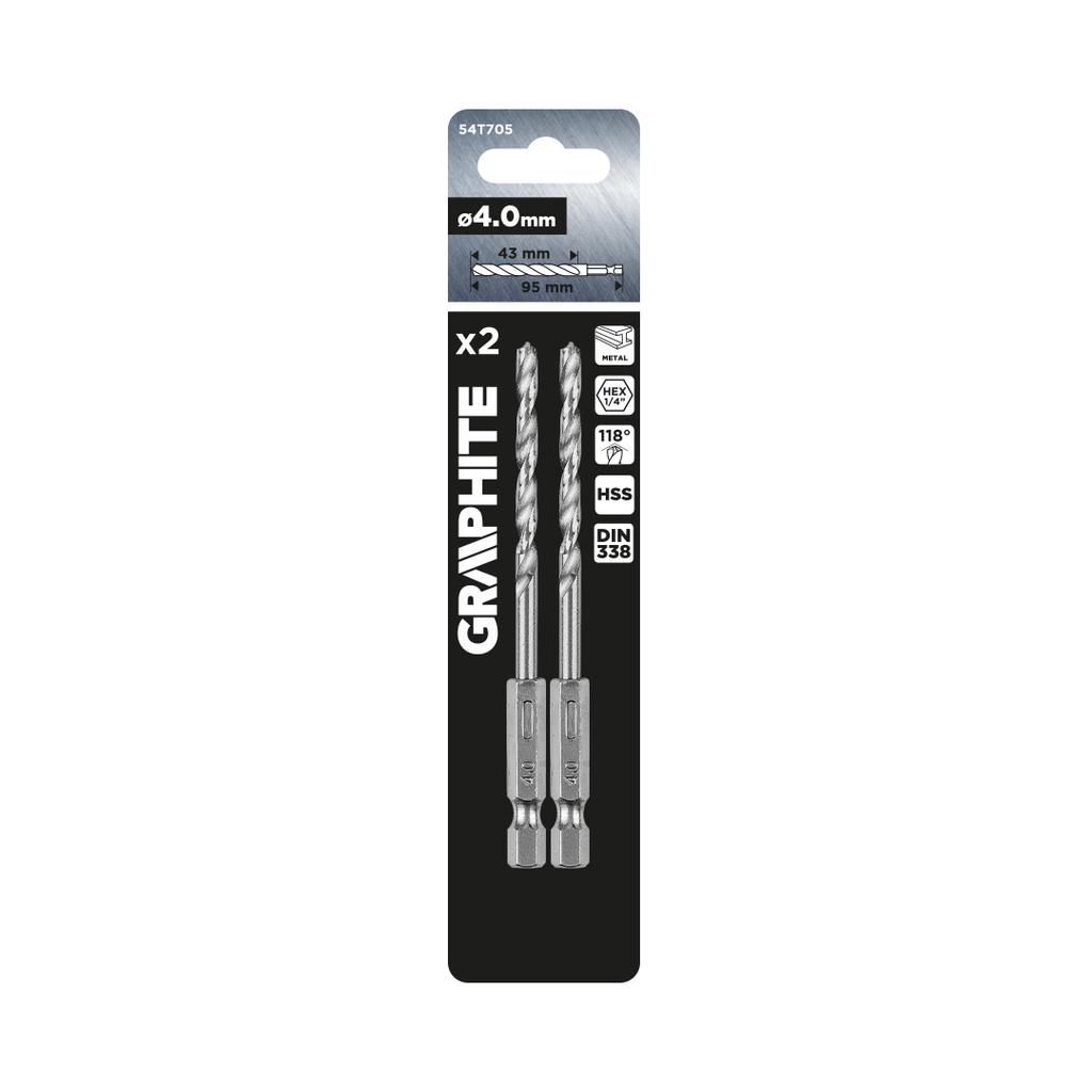 Hex metal drill bit 4.0 mm, 2 pcs.