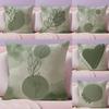 Minimalistic Green Cushion Cover Natural Linen Organic Fabric DoubleSided Printing Sofa Home Decor Breathable Bed Pillow