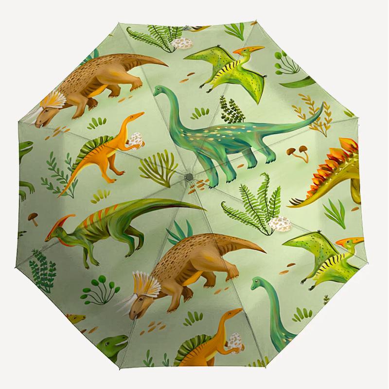 1PC dinosaur patternAutomatic Open/Close Umbrella with Windproof, 8-Rib Sturdy Canopy, Durable Ribs, Fashionable Design, Outdoor Accessory, Fun Prin,