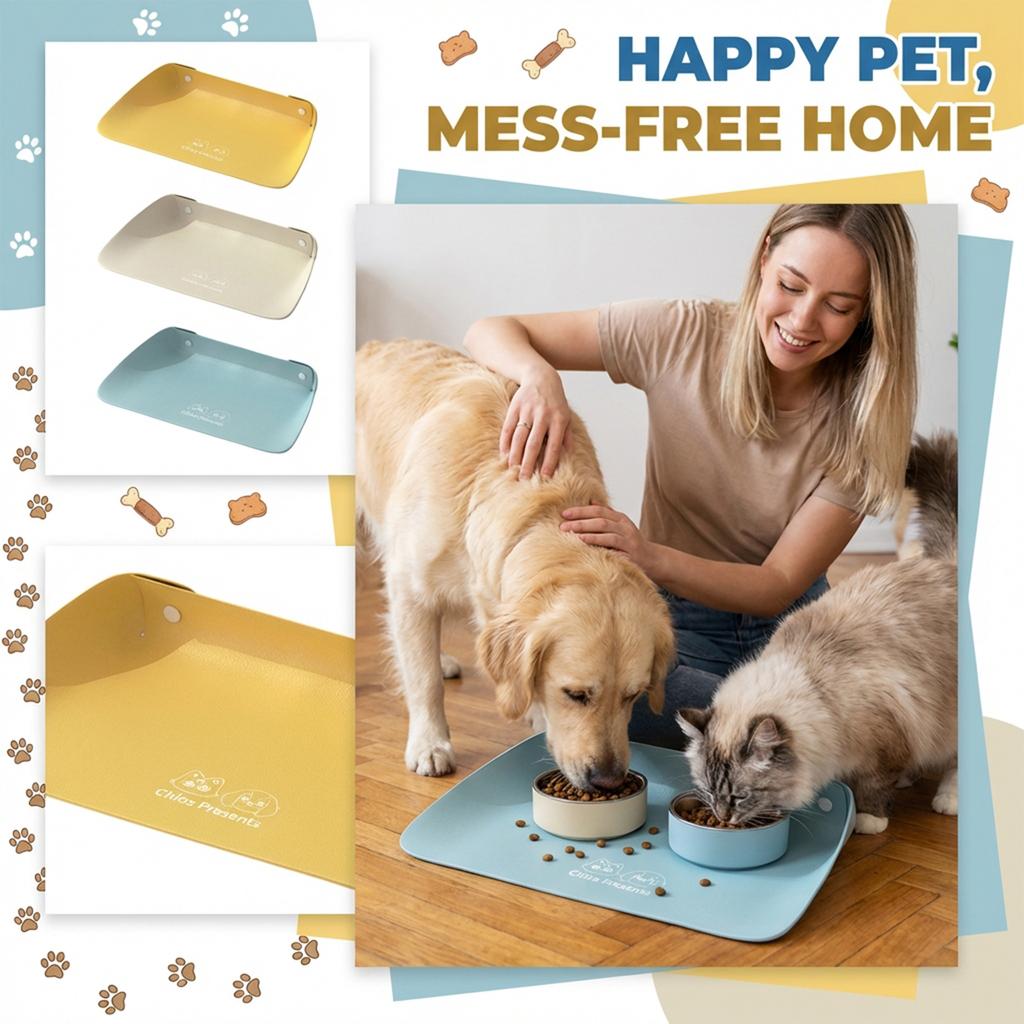 Alfombrilla de Alimentación para Mascotas sin Cuero - Alfombrilla Antiderrames para Cuencos de Gatos y Perros