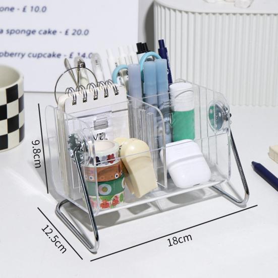 Desktop Organizer Adjustable 6 Grids Plastic Pen Holder Make-up Stationery Storage Box Office Accessories
