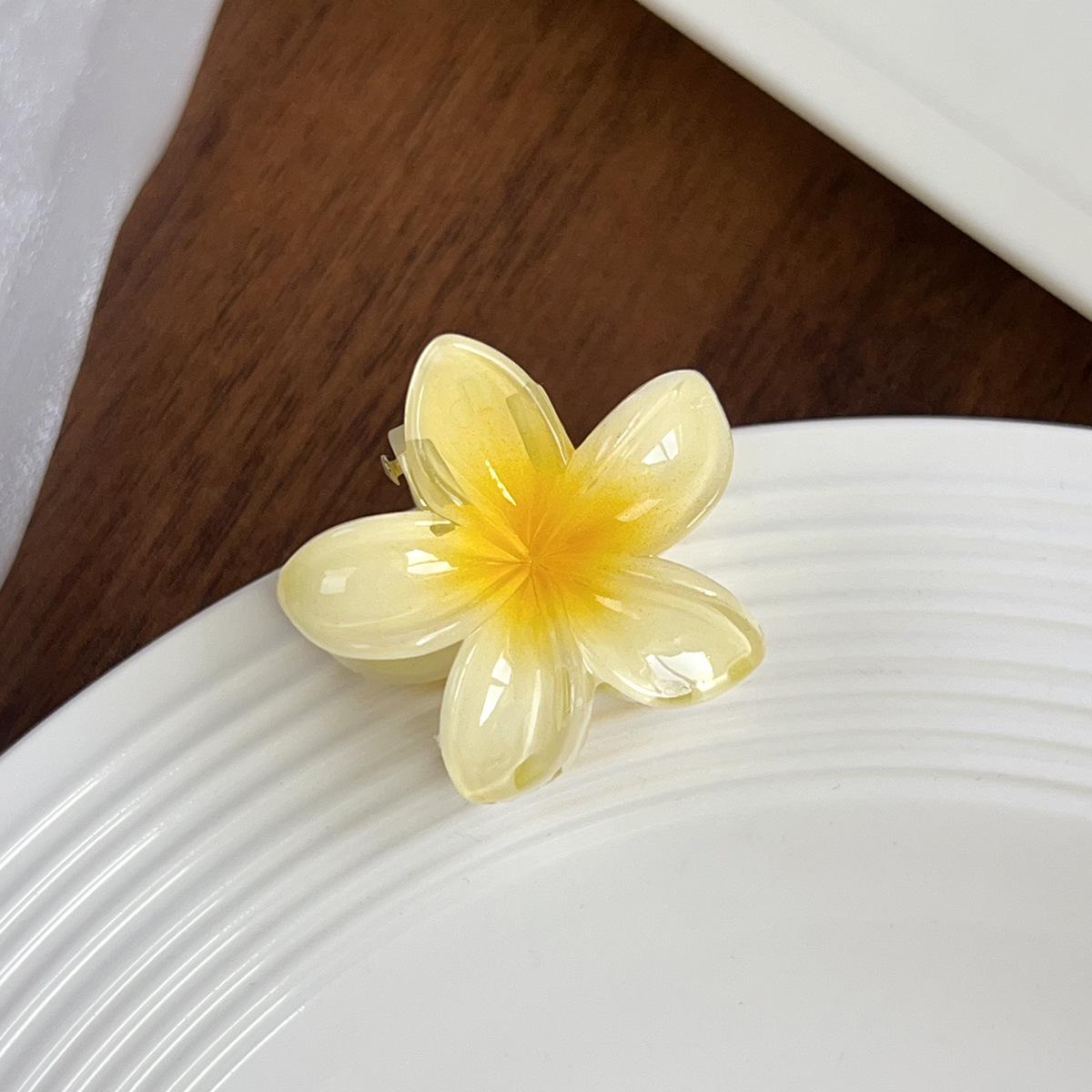 

Элегантная романтичная заколка-краб для волос с плюмерией для пляжного отдыха жёлтый