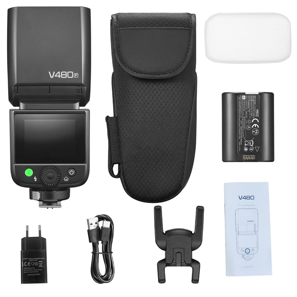 Wireless Camera Flash Adjustable Head Small Hot Shoe Light Support High Speed Sync 2.0  Touchscreen EU Plug