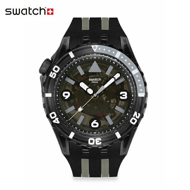Мужские часы Swatch SCUBAQUA BLACK SEA NETTLE SSCU09B100, кварцевые, аналоговые, водозащита 10 АТМ, большой размер, швейцарский бренд, стильный подарок.