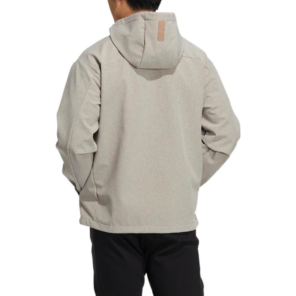Adidas Solid Color Logo Print Hidden Zip Hooded Jacket Men Outerwear Gray HN8977