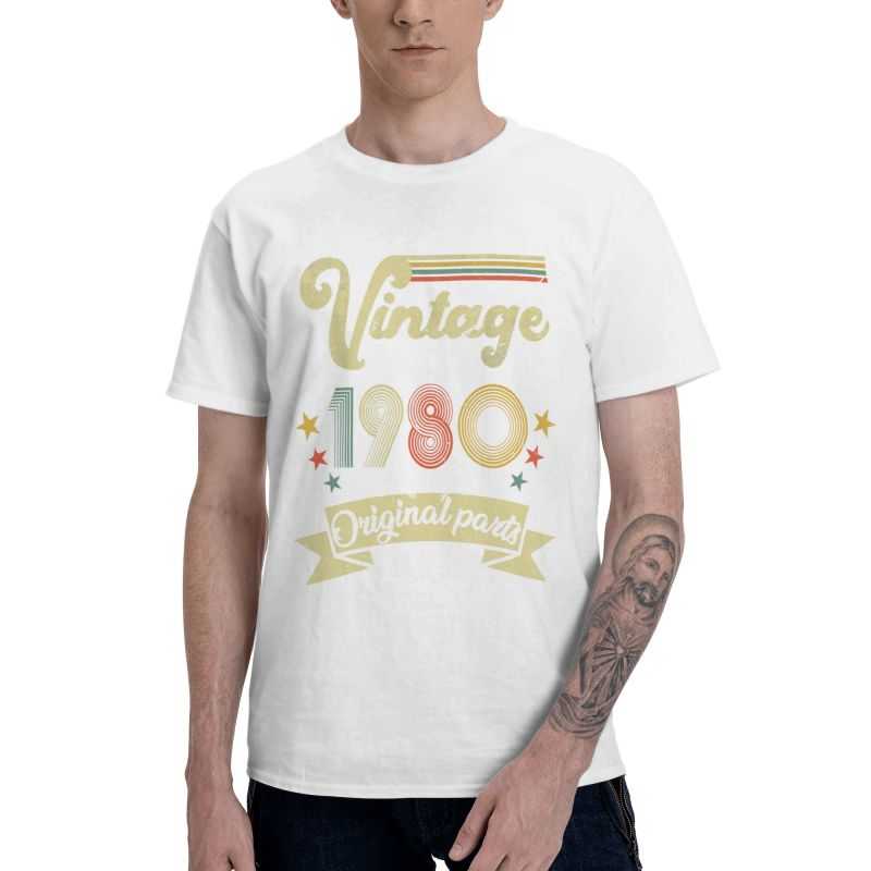 Vintage 1980 Original Parts T Shirts Men Short Sleeve Cotton T-shirt 41st Birthday 41Years Old Tee Harajuku Tshirt Gift