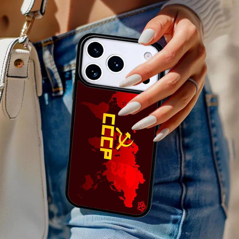 Coat Of Arms Russian CCCP Flag Bumper Phone Case For iPhone 17 Air 14 15 13 12 Max Cover For Apple 16e 11 Pro Max Plus Coque