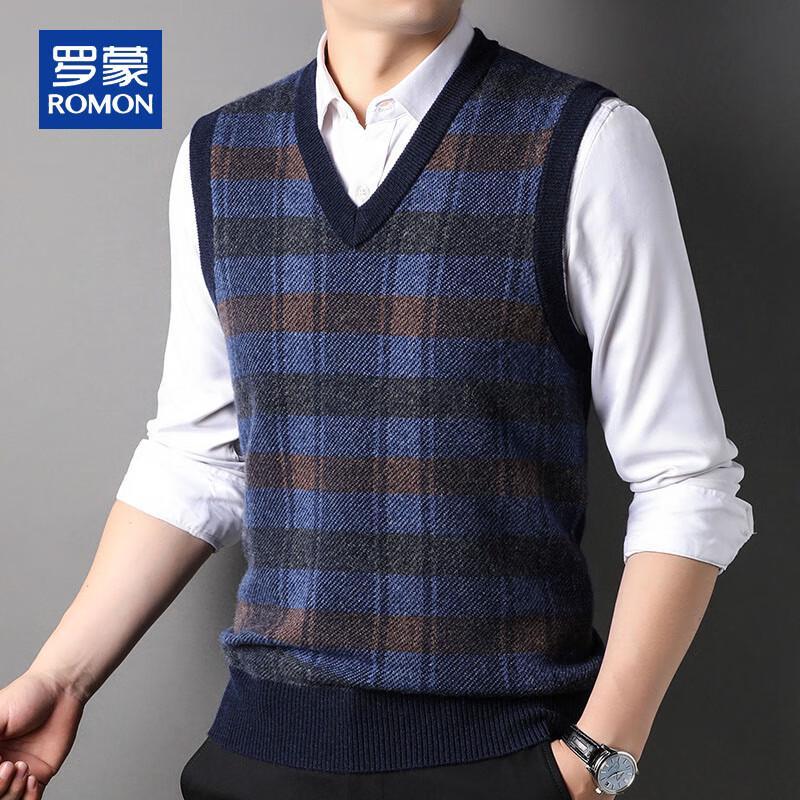 ROMON Men's 100% Cashmere V-Neck Sleeveless Vest