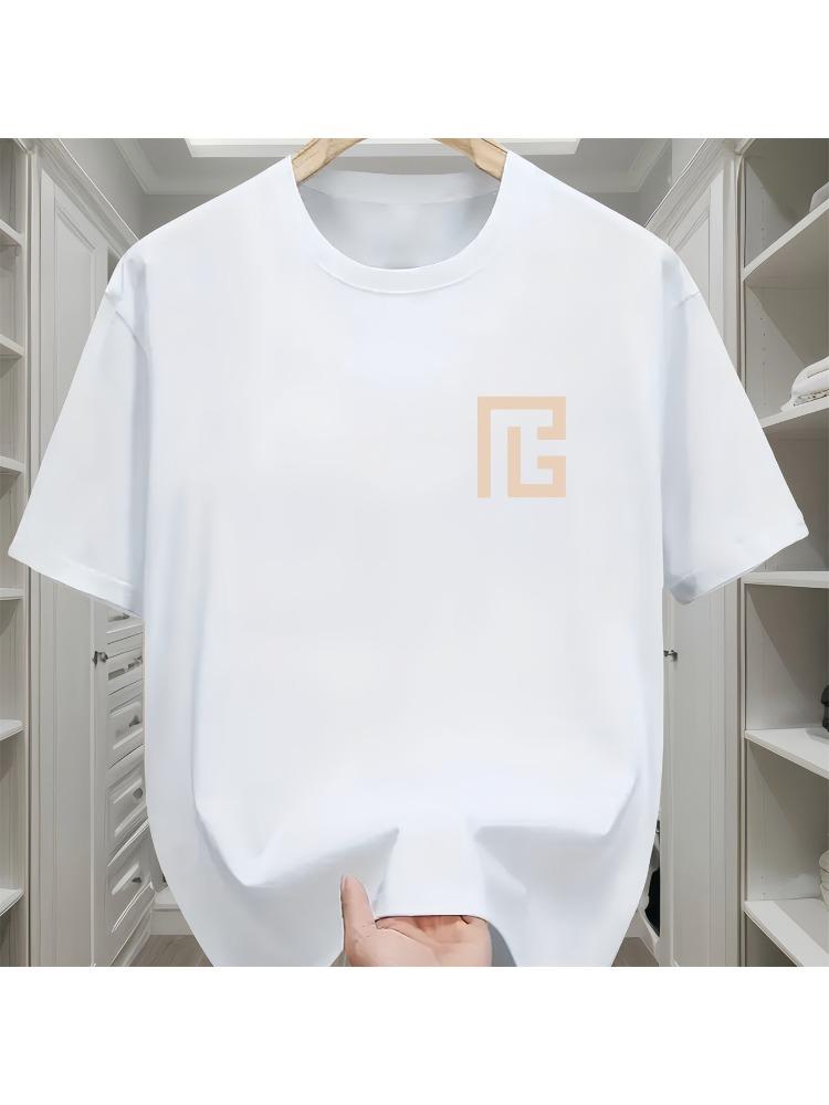 Cotton Fashion Casual Sports Loose Geometric Pattern Print Short Sleeve T-shirt Tops Simple Round Neck Vintage T-shirt Tops