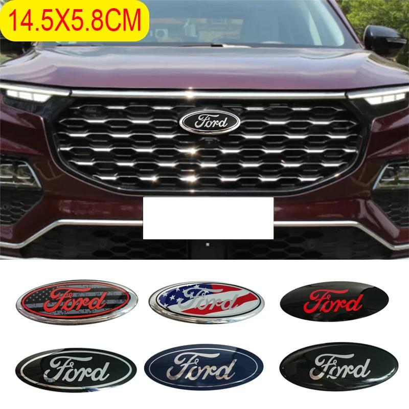 14.5x5.8CM Front Rear Trunk Emblem Badge Sticker For Ford Mondeo Kuga Focus Ranger Transit EcoSport Fiesta Edge Raptor Figo etc