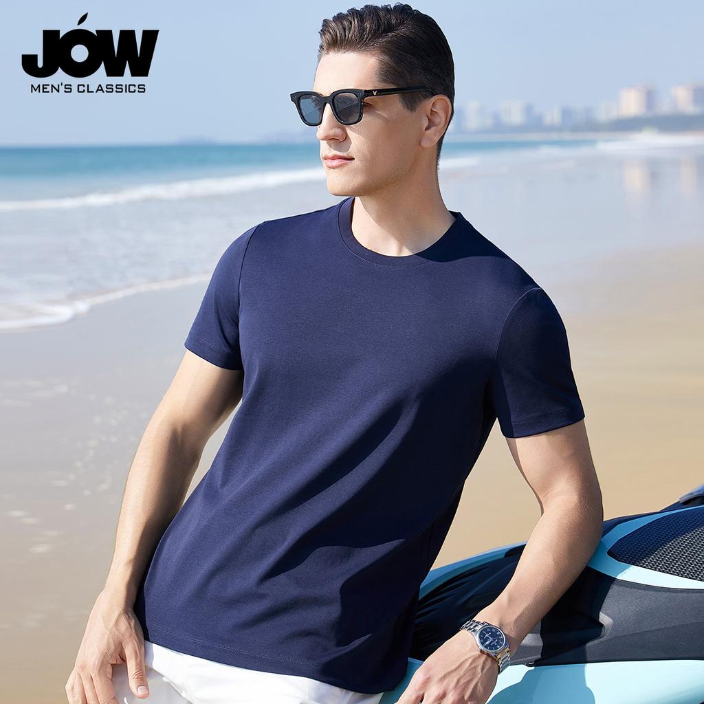 Summer Round Neck Short-Sleeved T-Shirt with Mulberry Silk
