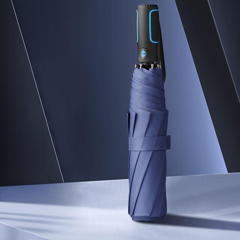 Light Luxury Fully Automatic tri-fold Umbrella Reinforced Windproof Rainproof Men's Sunny Rain Dual-use Business Umbrella