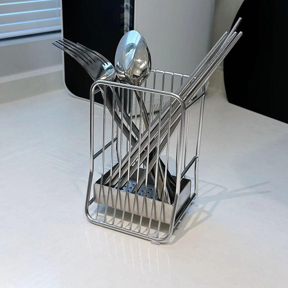 Large Capacity Chopstick Cage Anti-slip Cutlery Drying Basket Chopstick Draining Rack  Kitchen Use