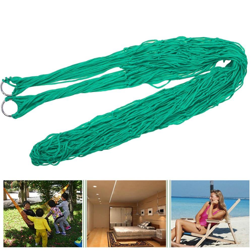 Smooth Net Nylon Mesh Hammock Strong Load-Bearing Capacity Swing Hanging Rope Hammock  Traveling