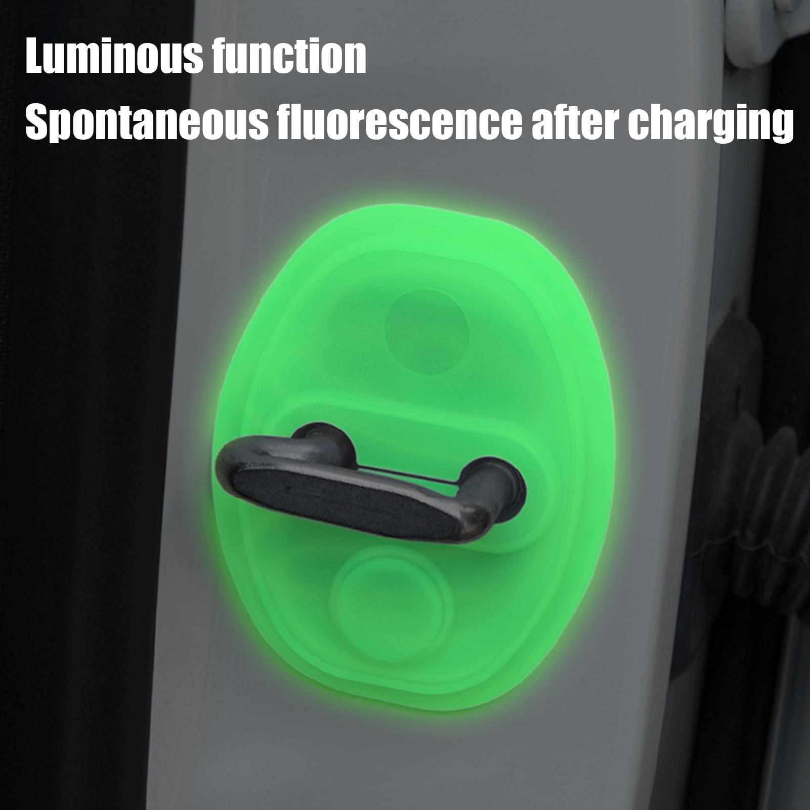 Car Silicone Door Latch Protective Cover Car Door Lock Protective Cover Luminous Shock Absorption Silicone Buffer Pad Anti CHINA