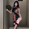 New Style Seductive Silk Inspired Qipao Lingerie Dress Comfortable Retro Standing Collar Short Flirtatious Tight Qipao Set