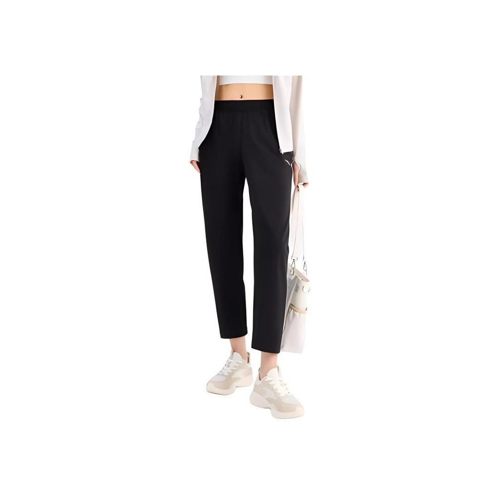 Anta Training Series Solid Color High Waist Straight Leg Thin Nine Point Casual Pants Women Pants Black 162427309-3