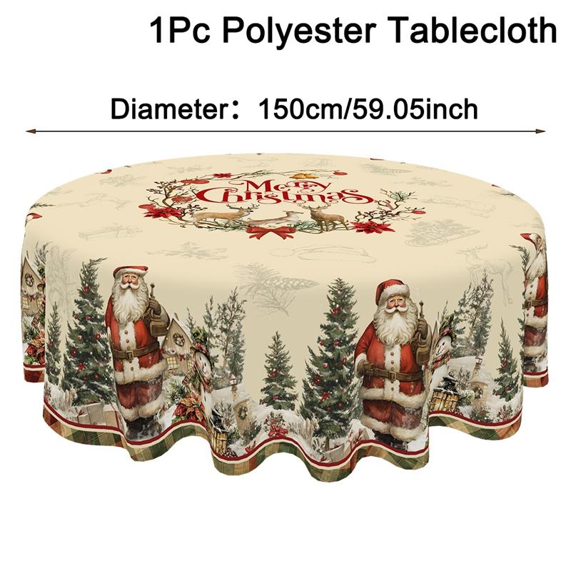 

Vintage Christmas Tablecloth Rustic Santa Claus Snowman Table Cover Christmas Decorations for Home 2026 Gifts Navidad New Year