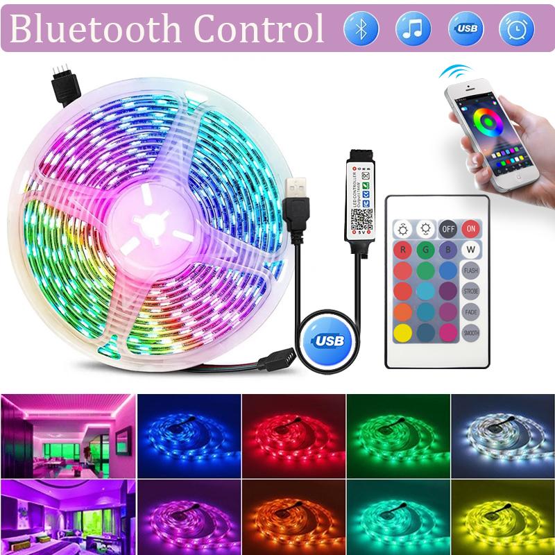 5V USB Bluetooth LED Strip Light SMD 5050 RGB Flexible Tape APP Control TV Background Atmosphere Decor 1-25M
