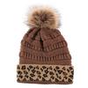 New Rolled Up Thickened Warm Knitted Cap  Winter Woolen Cap  Leopard Print Fashionable Pile Cap