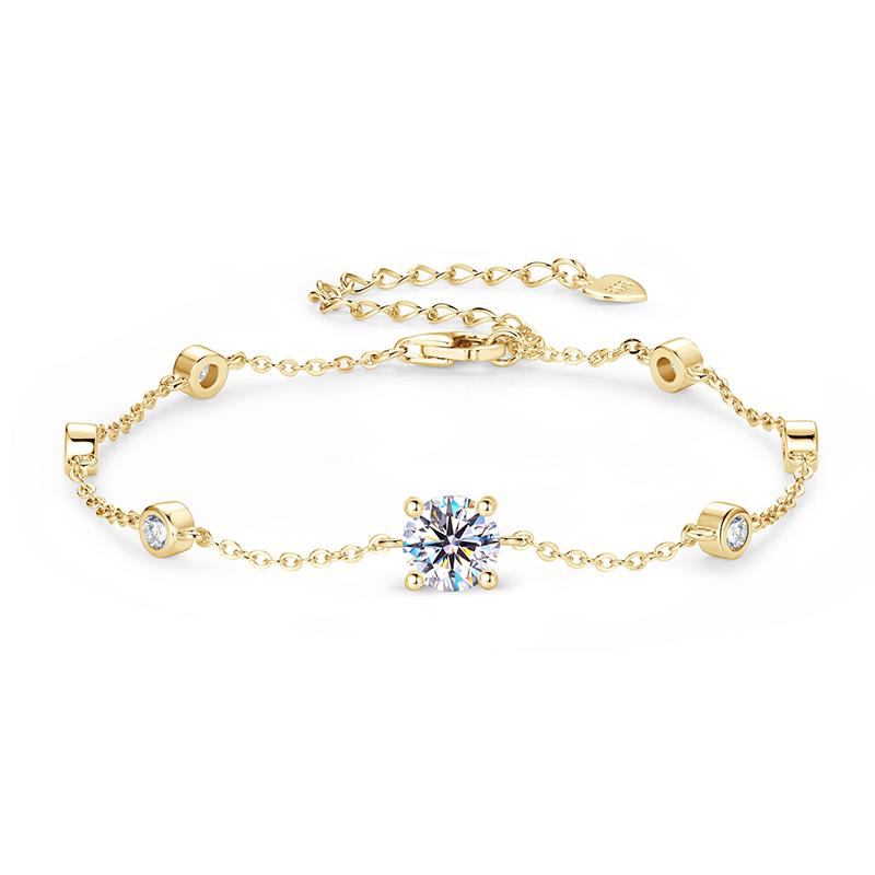 

Smyoue 7 Stones 100% Real Moissanite Bracelets for Women D Color Four-claw S925 Silver Luxury Chain Lab Diamond Jewelry For 15-21cm size